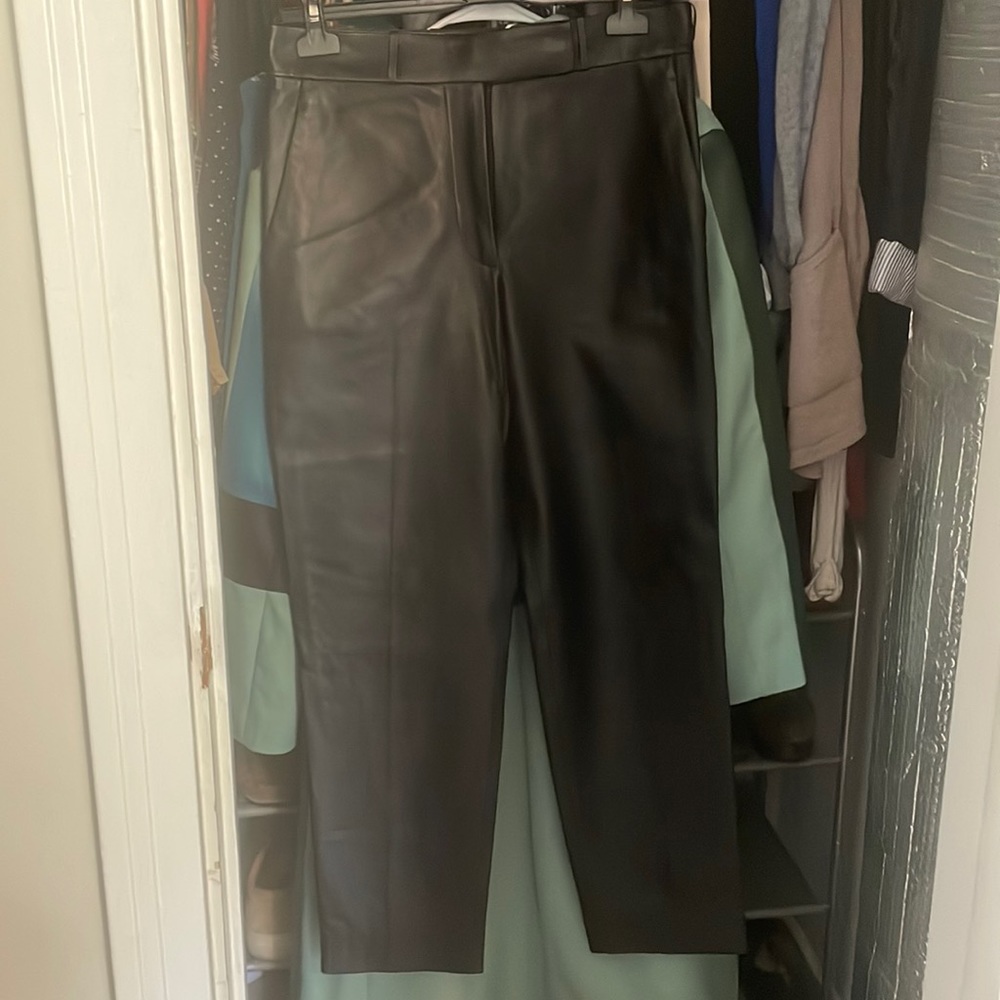 Ferragamo black napa leather pants